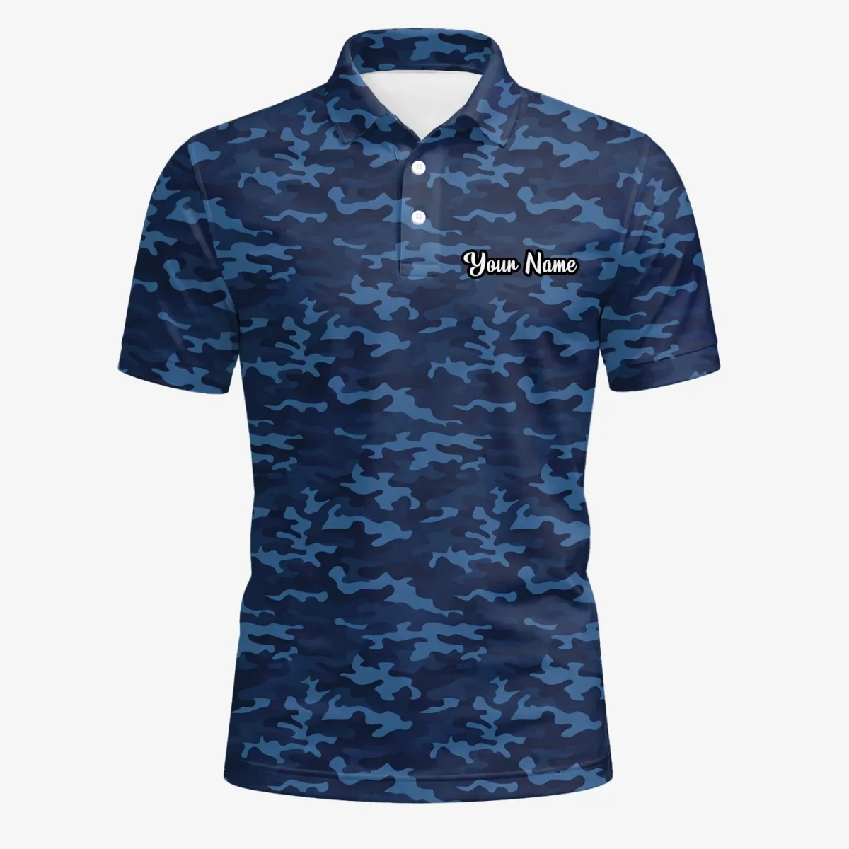 Personalisiertes Golf Poloshirt Marineblaues Camo Design für Herren L9533 – Bild 2