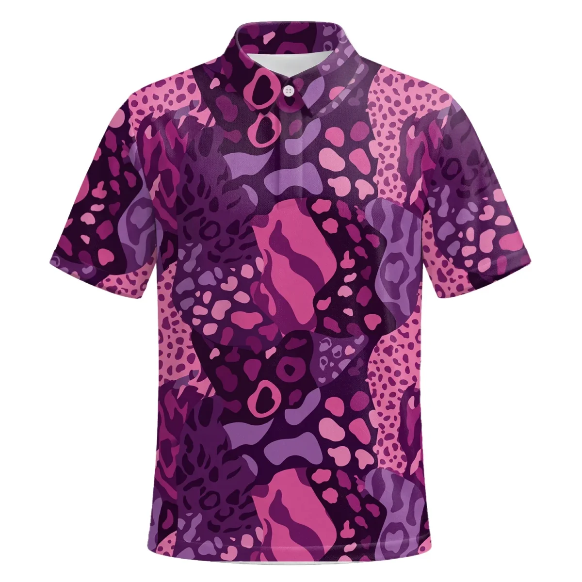 Personalisiertes Golf Poloshirt Lila Rosa Leo Camo Design für Herren I6540 – Bild 7