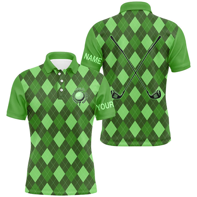 Personalisierte Herren Golf Polo-Shirt im grünen Rautenmuster N8133 – Bild 2