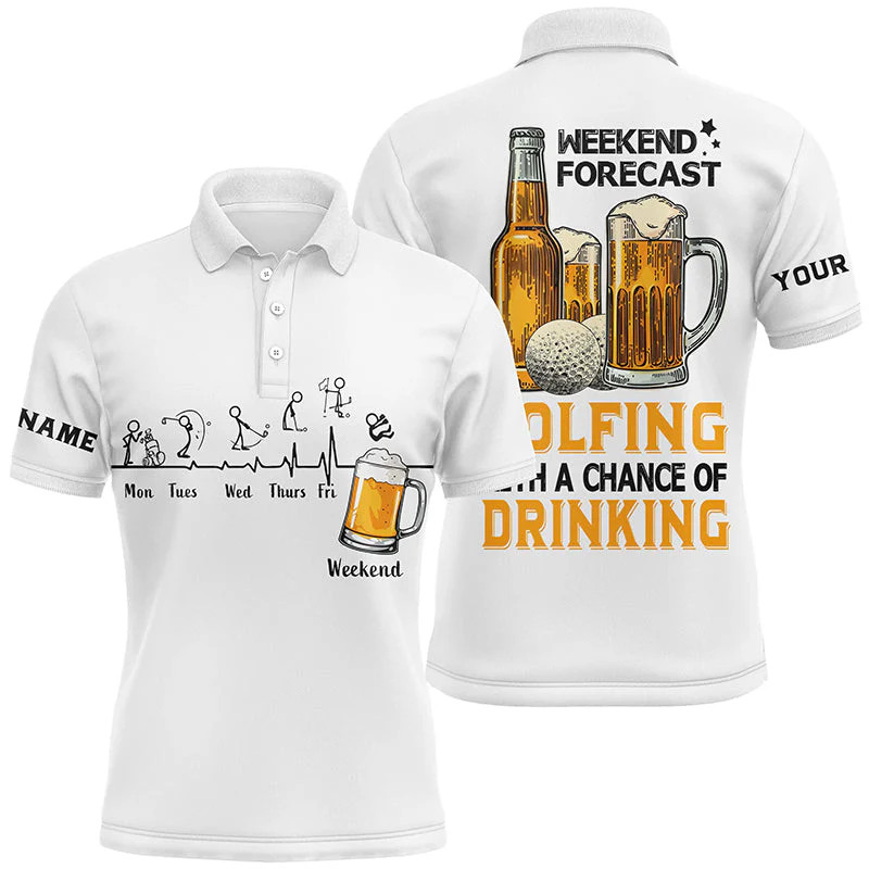 Individuelles Herren Golf-Polo-Shirt in Weiß - "Wochenendprognose: Golfen mit einer Prise Genuss" N7043 – Bild 2